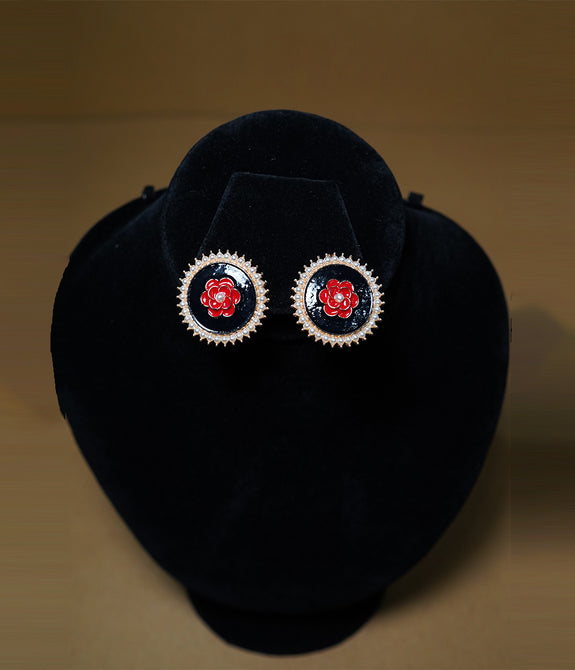 Red Poppy Stud Earrings